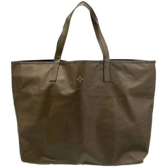 India Hicks Army Olive Green Large Canvas Tote Bag Double Strap Handles NWOT - Picture 2 of 10
